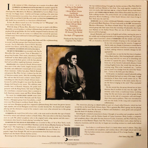 Reverse of album