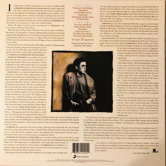 Reverse of album